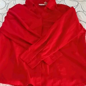 Woman's red button up with collar